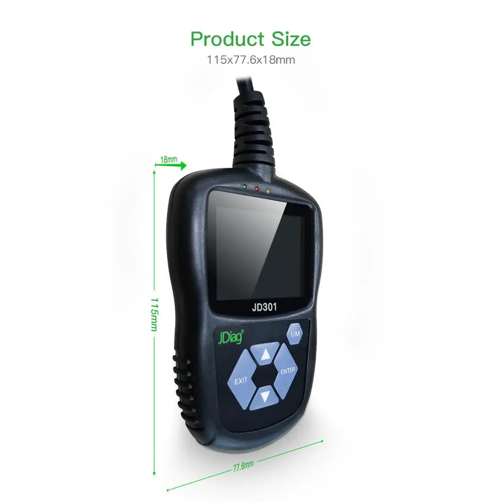 Высококачественный Кабель OBDII JDiag JD301 OBD2 сканер кодов OBD 2 Автомобильный