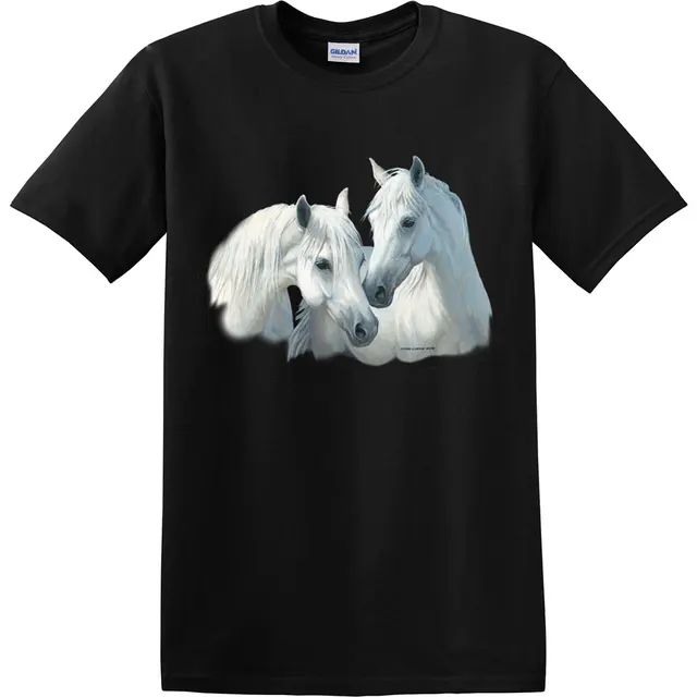 Customised T Shirts White Horses Adult's T Shirt Stable Mates Horse Tee