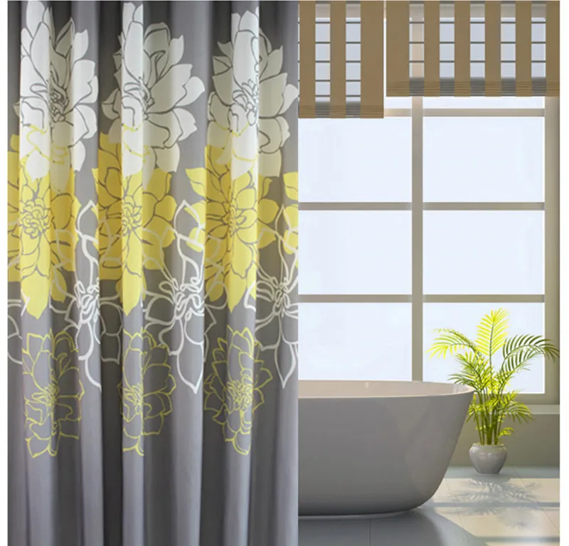 New Peony Waterproof Mouldproof Pastoral Polyester Bathroom Opaque Shower Curtains Partition