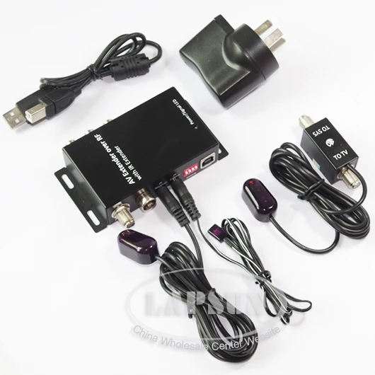 

RF101 RF201 RF301 Composite RCA AV TV to RF Coax Sender Kit + RF & IR Extender Repeater with Emitter & Receiver Remote Control