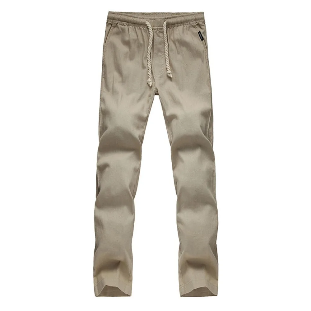 New Men Summer Fashion Solid  Fashion Cotton And Hemp Nine-Cent Solid Pants Fashion Casual Trousers Casual Long Men Pants #4R06 (5)