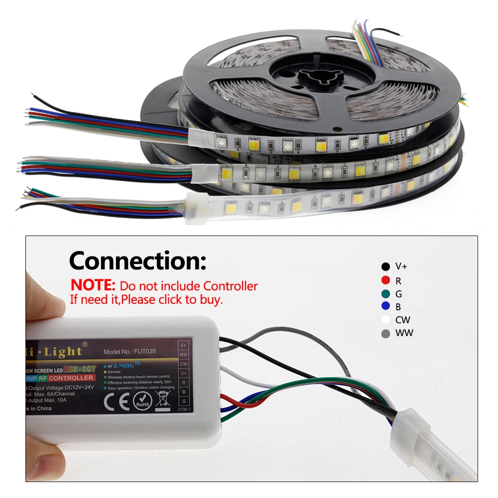 Светодиодная лента RGB + CCT 5050 12 в пост. Тока белый теплый 60 светодиодов/м 5 м/лот RGBW