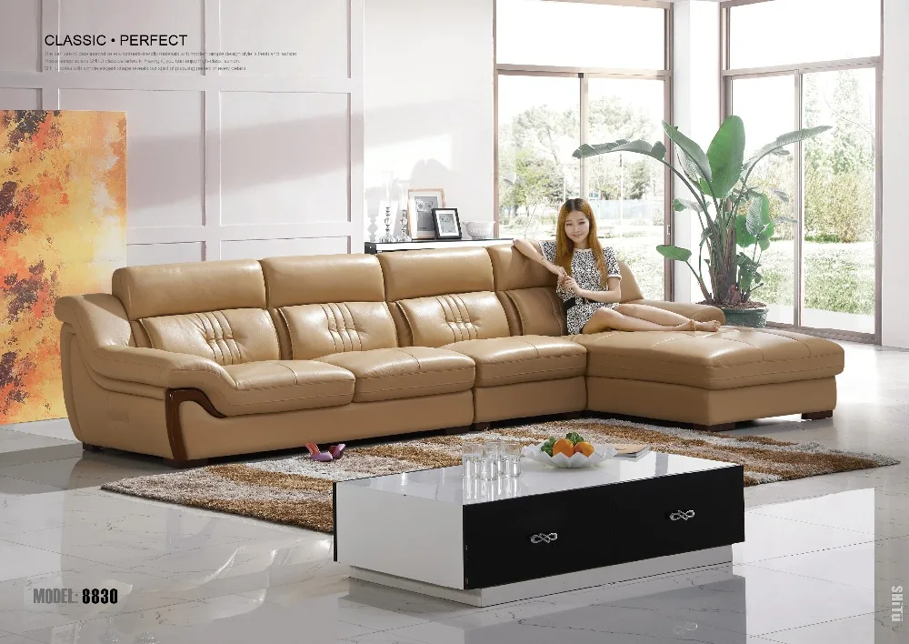 Compra sofás de cuero de madera online al por mayor de ... Sofas madera