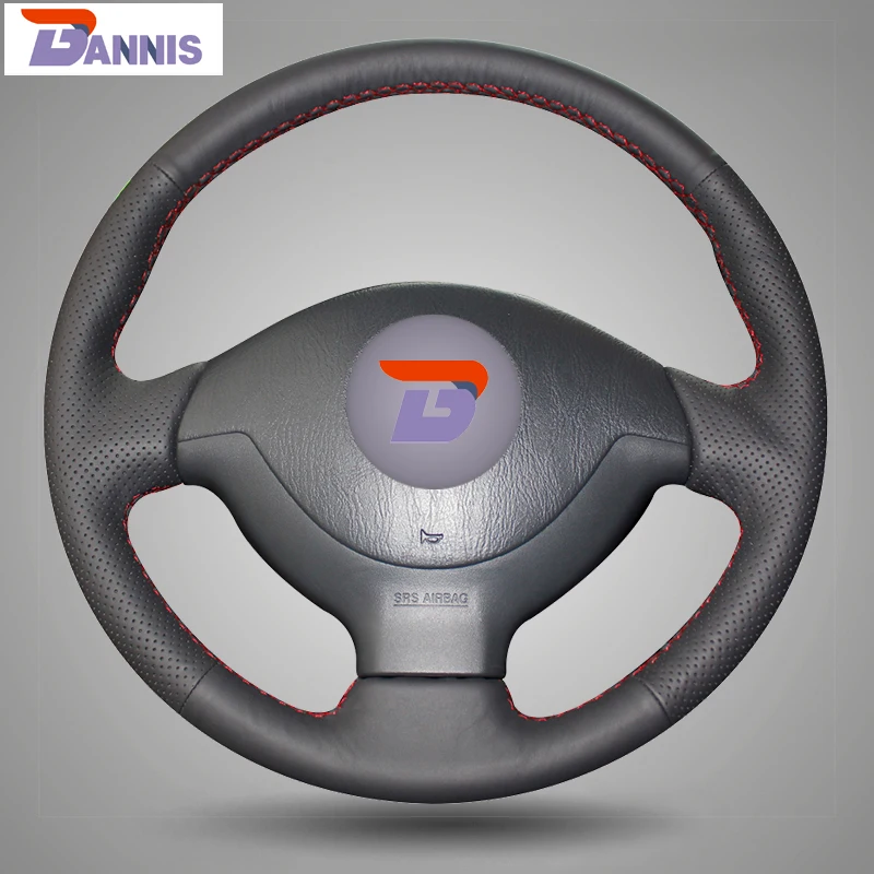 BANNIS Black Artificial Leather DIY Hand stitched Steering Wheel Cover for Suzuki Jimny Car Special