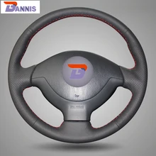 BANNIS Black Artificial Leather DIY Hand stitched Steering Wheel Cover for Suzuki Jimny Car Special