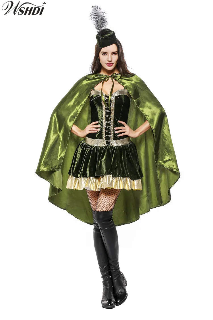 New Adults Women/'s Robin Hood Halloween Hunter Cosplay Costume for Party