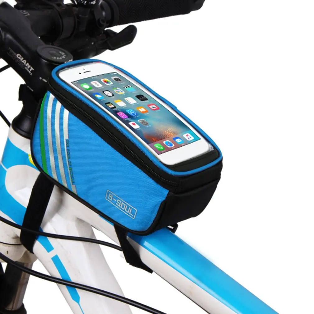 Cheap B-SOUL Bicycle Handlebar Mobile Phone Pouch Touch Screen Top Frame Tube Storage Bag Waterproof Cycling Cellphone Holder Bag 13
