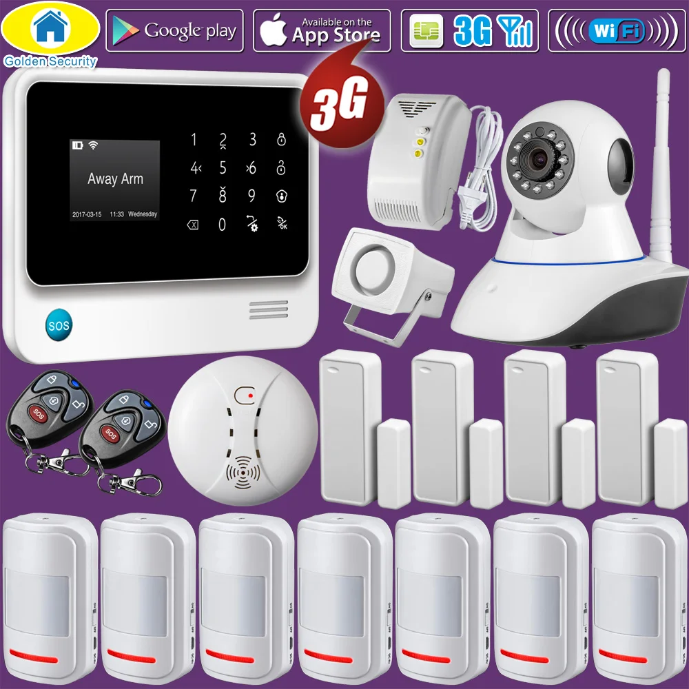 Golden Security G90B Plus+ 3G GSM WIFI GPRS APP Control Wireless Home Security Smart House Alarm System Fire Alarm Support CID Golden Security G90B Plus+ 3G GSM WIFI GPRS APP Control Wireless Home Security Smart House Alarm System Fire Alarm Support CID