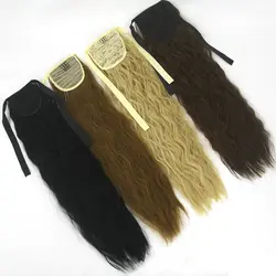 Soowee 10 Цвета длинные кудрявый хвост волосы вьющиеся расширения Синтетические волосы конский хвост шиньон
