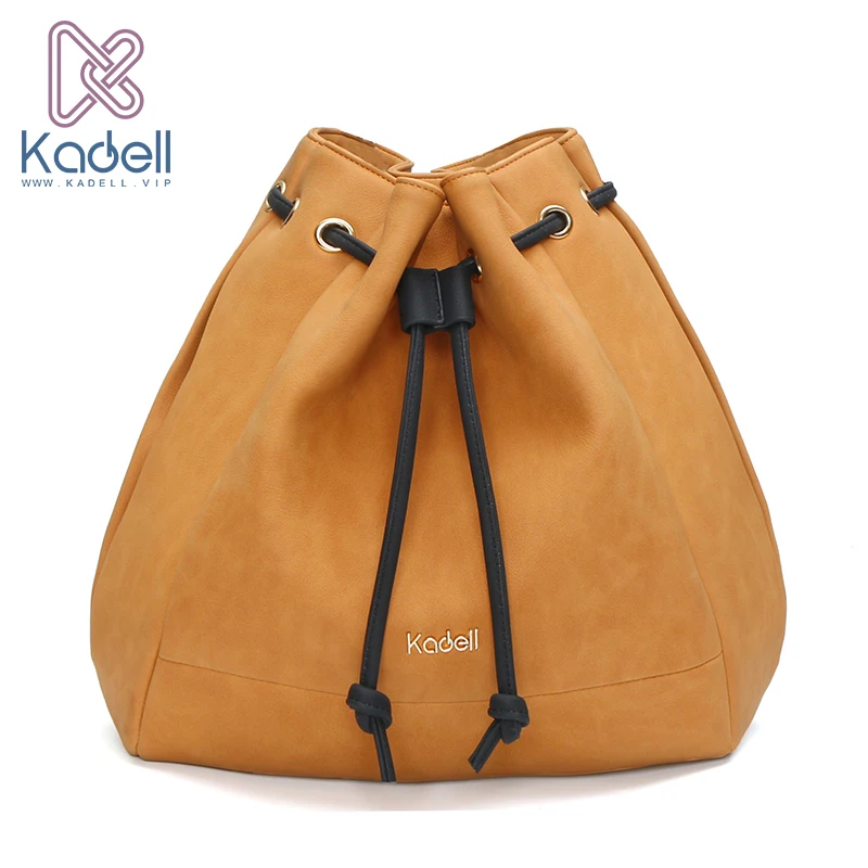 

Kadell 2018 Summer Drawstring PU Leather Bucket Bag Casual Shopping Bag Satchel Capacity Tote Bolsos Famous Brand Women Handbag