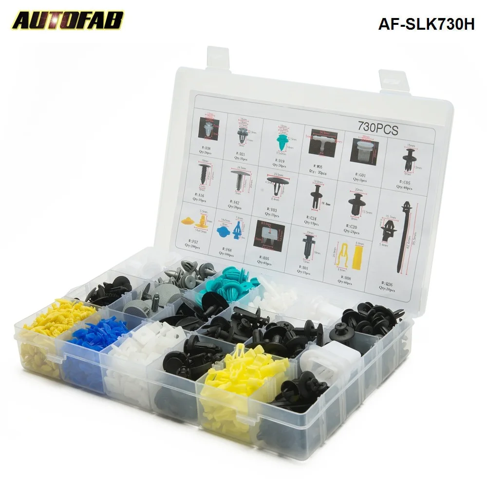 

730PCS Car Bumper Fixed Clamp Auto Fastener Push Type Clip 17 Kinds Mixed Plate Screw Clip Universal AF-SLK730H