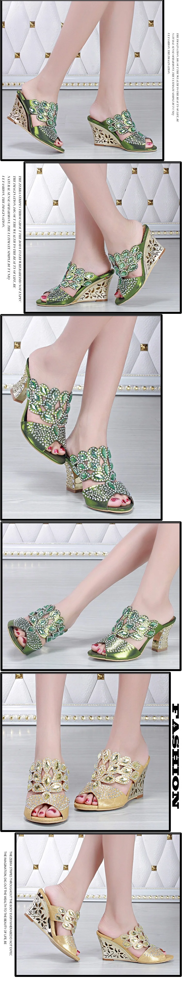 2017 New Summer Women High Heels Slippers Online Shopping Shoes Crystal Rhinestone Wedge Sandal Womens Shoe-2