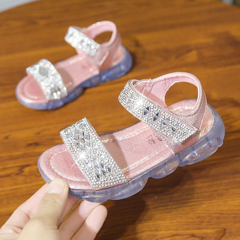 

Super Cool Girls Child Sandals Summer Princess Sweet Sandals Girls Designer Pink Silver Shoes Brand Kids Beach Girls Sandals