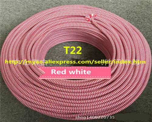 5 м/лот VDE сертифицированный 2 ядра круглый текстильный Электрический провод цветной плетеный провод тканевый кабель винтажная лампа шнур питания - Цвет: T22