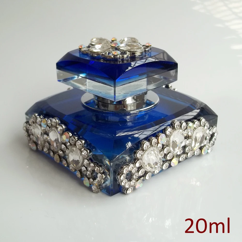 Luxury Blue With Silver Clear Crystal Stones Jeweled K9 Crystal Perfume