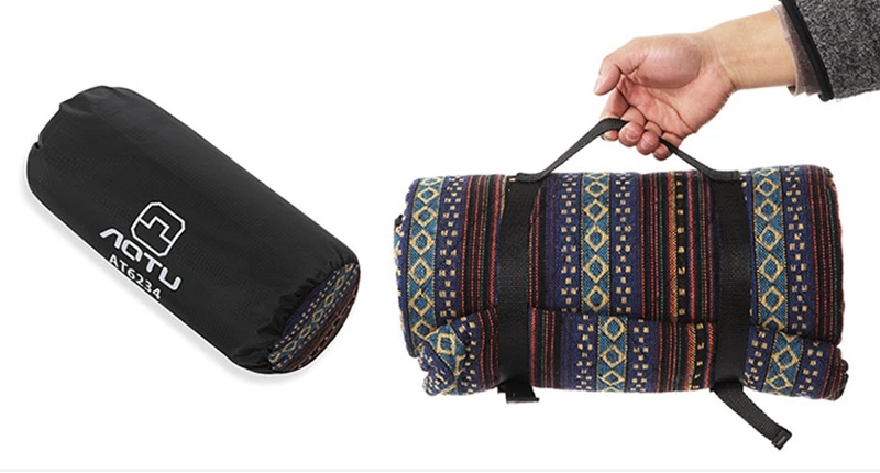 Durável da Lona Toalha de Piquenique Esteira de Acampamento ao ar Bolsa de Praia Aotu Listrado Livre Tenda Colchão Dobrado Bolsa Portátil Mat Pad Moisture-proof 16 Tenda Colchão Dobrado Saco Portátil Saco de Praia Mat pad Moisture-proof