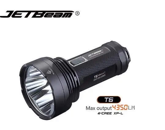 Походный светильник светодиодный вспышка JETbeam T6 4 * CREE XP L Max.4350 LM луч бросать 750 м +