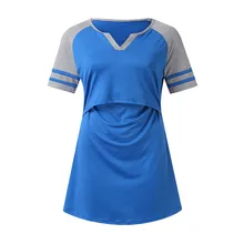 MUQGEW одежда для грудного вскармливания одежда для матерей для женщин короткий рукав рубашка для грудного кормления цвет блок кормящих Топы