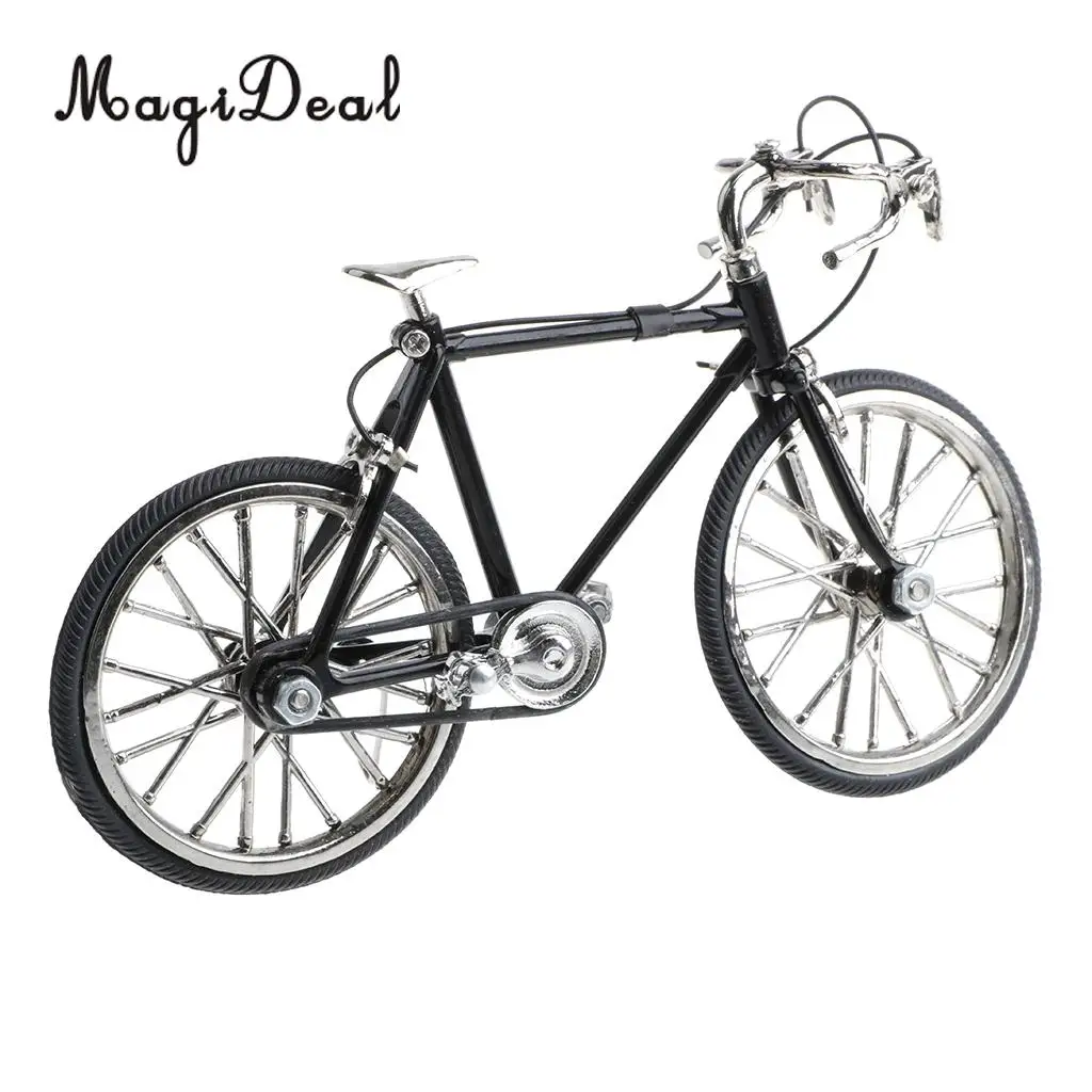 1:16 Scale Alloy Diecast Model Mini Bicycle Toy Black Color Road Simulation Bike Children Boys Gift Home Office Decoration