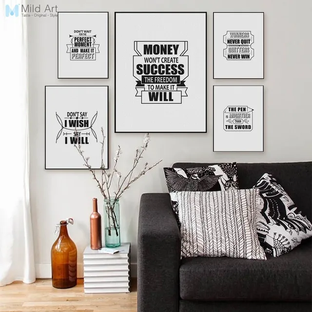 Vintage Black White Typography Success Quotes A4 Posters Nordic ... Vintage Black White Typography Success Quotes A4 Posters Nordic ...