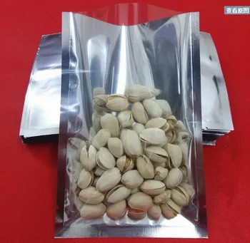 

10*15cm 100Pcs/Lot Open Top Silver Aluminium Foil Clear Packing Bag Vacuum Pouches Heat Seal Bags Food Storage Package Pack Bags