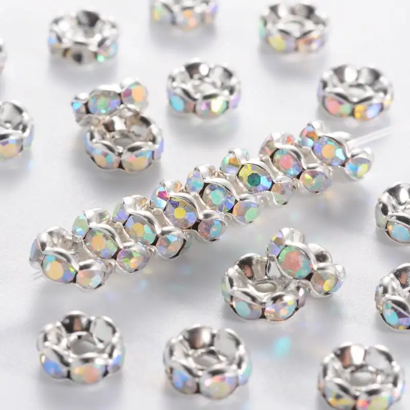 

6mm Grade A Brass Rhinestone Spacer Beads for Jewelry Making Diy,Nickel Free,100pcs/lot