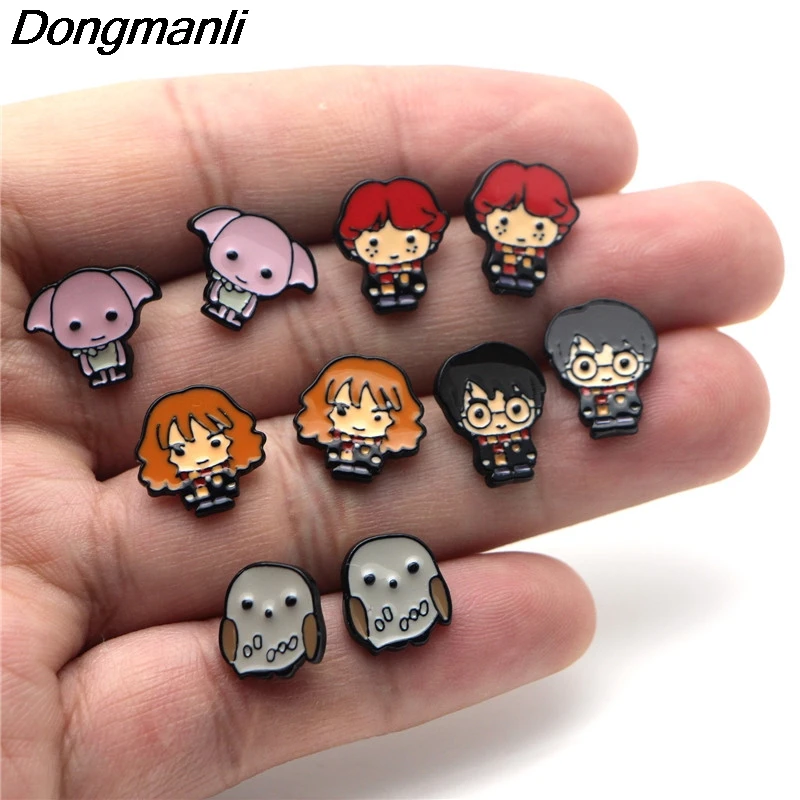 P3332 Dongmanli Magical school Steel Pierce Ear Stud kids Cute Earrings For Womens Enamel Earrings Party Jewelry Gifts Girls