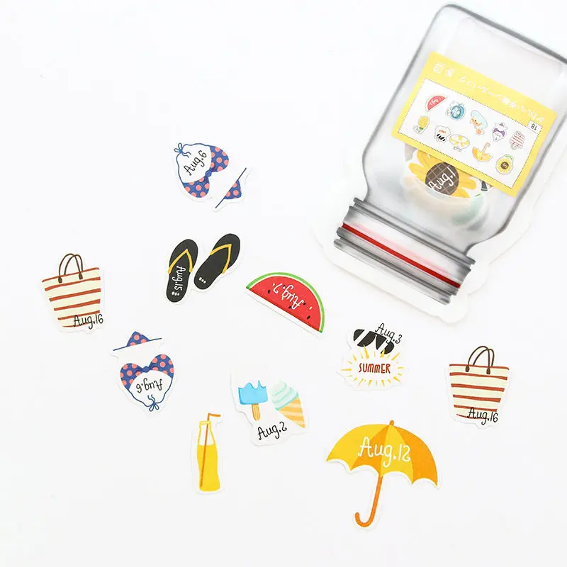 

Colofice 50PCs Ceative Transparent Bottle PVC Flat Sticker package DIY Diary Album Decoration Pocket Stickers Children Sticky