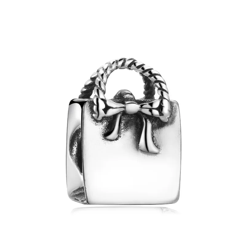 

5PCS Silver Color Metal Charm Bow Handbag Shape DIY Hanging Bead Fow Women Pandora Charm Bracelets Jewelry Making