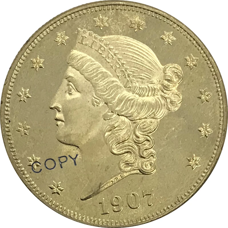 1907 США 20 долларов Золотая монета латунная Коллекционная КОПИЯ | Дом и сад