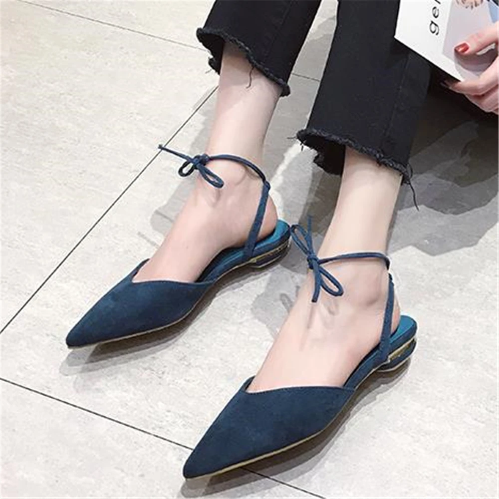 

European and American net red sandals female 2019 new Korean version of the pointed simple strap flat sexy women's shoes fashion