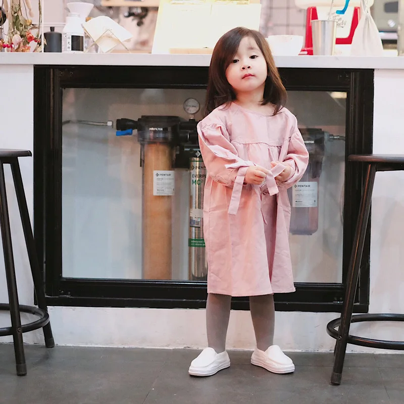 

2018 Autumn Kids Girl Dress Korean Kids Casual Clothings Sweet Bow Dress Toddler Girl Clothes