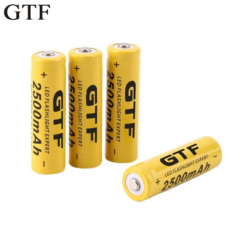 

GTF 4pcs/lot 3.7V 14500 2500mAh Li-ion Rechargeable Battery For Flashlight Torch Flashlight Battery accumulator battery