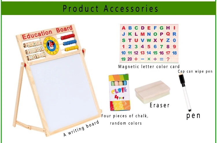 Quebra-cabeça de Madeira Brinquedo de Aprendizagem Multi-função de Desenho Placa de Escrita de Madeira das Crianças Placa de Desenho Magnético de Dupla Face 3 Brinquedos p desenhar