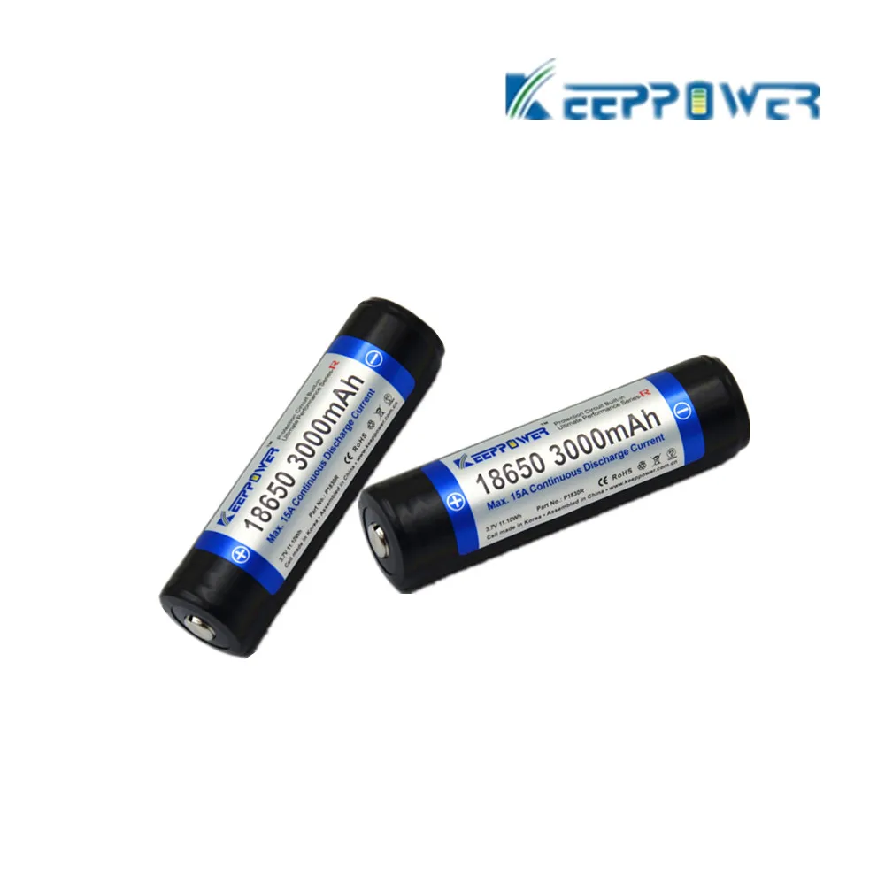 2 шт. KeepPower 3000 мАч 18650 P1830R Защищенный Литий-ионный аккумулятор макс 15А разряда |