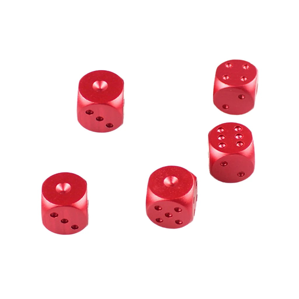 5 Pieces Aluminum Alloy 6 Sided Square Cube Spot Dice Round Corner for Camping Travell Birthday Family Party Games Supplies