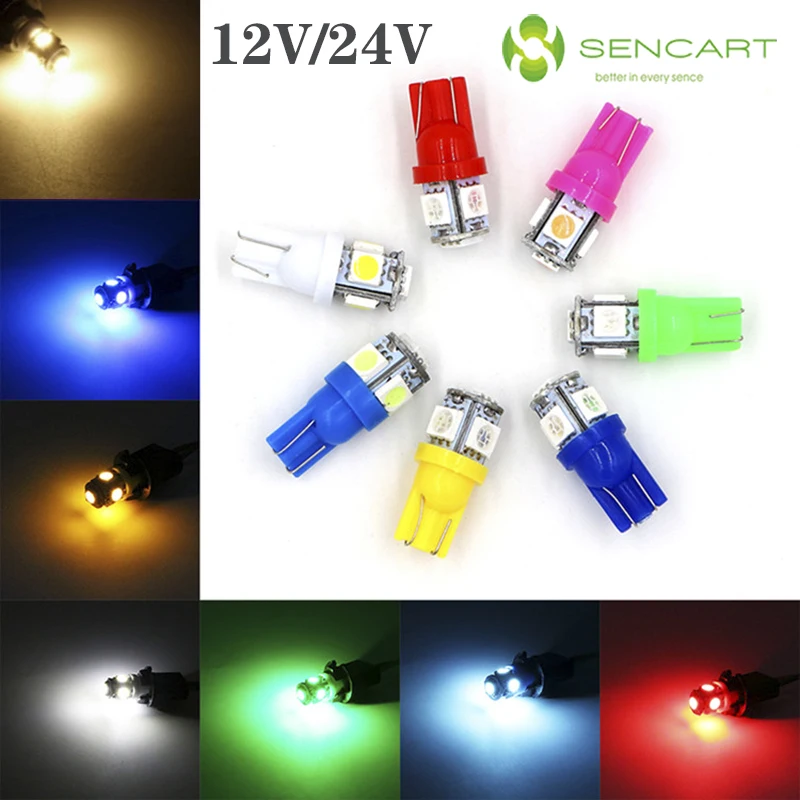 

2PCS T10 194 W5W 5SMD 5050LED styling Instrument Panel Width Lamp Reading Light Bulbs for Back Up Lights Reverse Lights DC12/24V