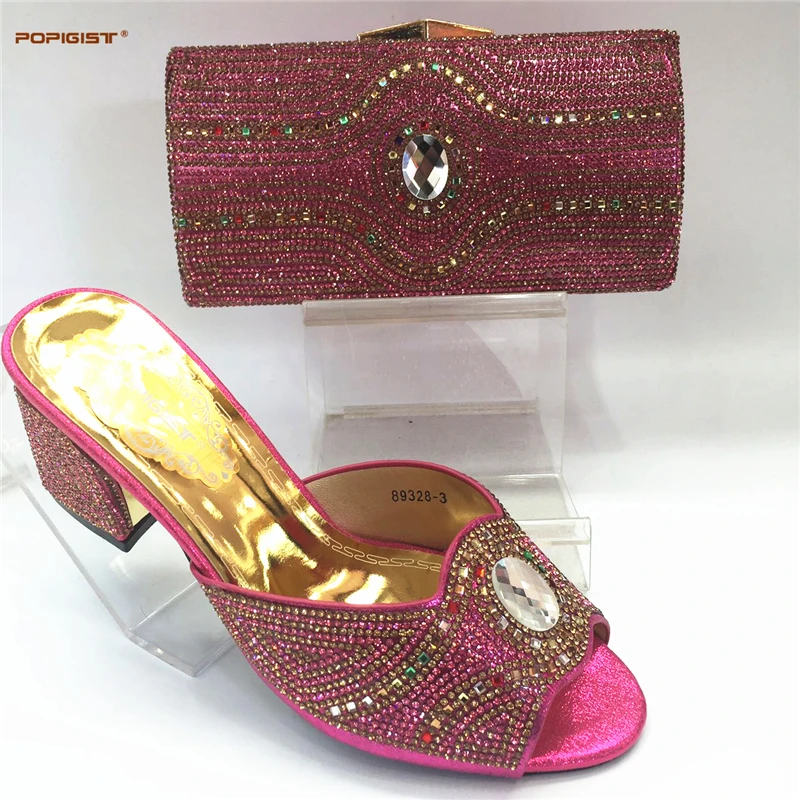 

New Fuchsia Color Matching Italian Shoes and Bag Set African Matching Shoes and Bags Italian In Women Nigerian Shoes for Party