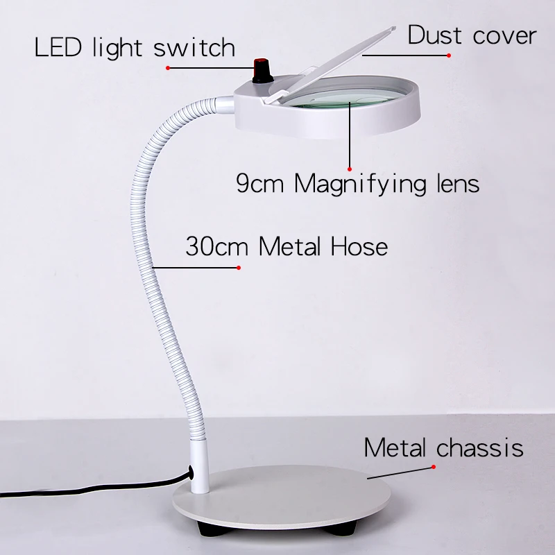 

3X 10X Desktop Magnifying Magnifier LED Desk Light Daylight Craft Glass Table Lamp LED Multi-function Lamp with Stand Hot