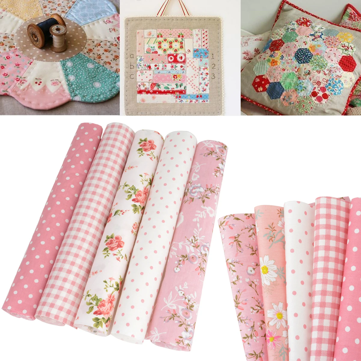5pcs Mayitr Pink 100 Cotton Quilt Fabrics Soft Assorted Pre Cut Plain Doll Fabric Cloths For