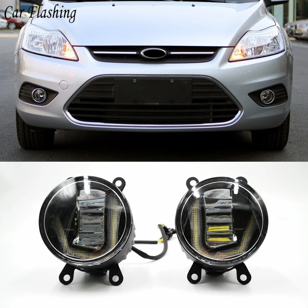 

2Pcs Fog Lamp Assembly Fog Light For Ford Focus 2/3 Fusion Fiesta Tourneo Transit 2001-2015 Led Fog Lights DRL Lamps
