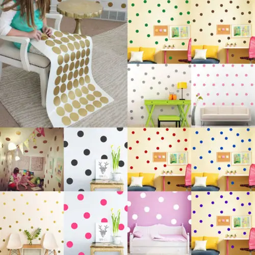 

Cute Polka Dot Wall Stickers Removable Decal Pattern Spots Circle Nursery Room