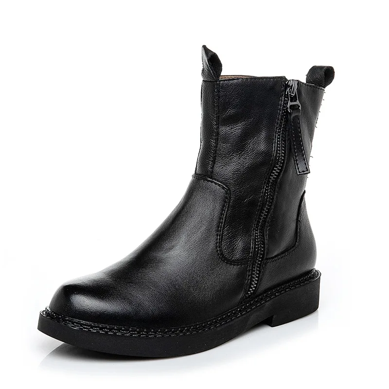 

Autumn and winter new casual boots leather women's boots round head retro wear comfortable and comfortable boots