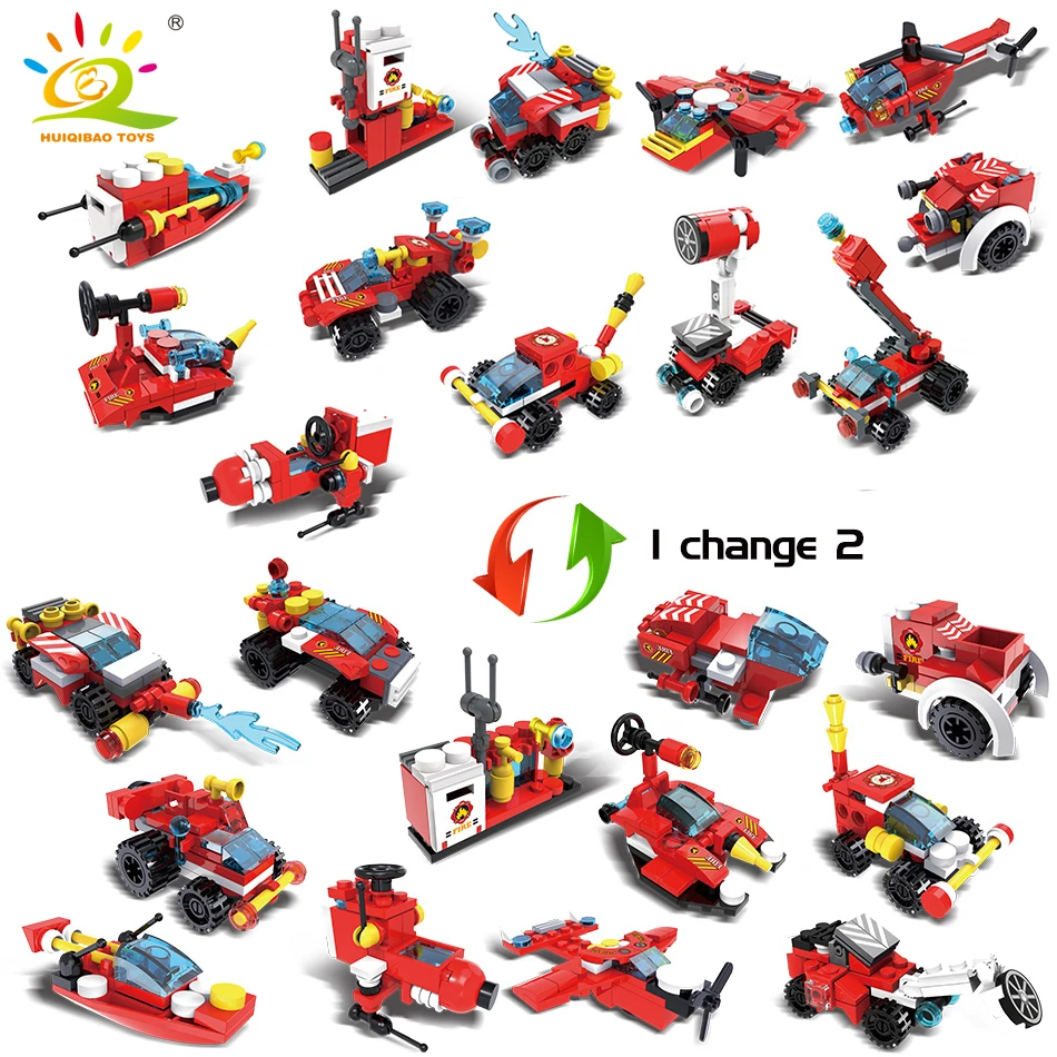 Skup 670 sztuk 12w1 Fire Fighting Trucks Building Blocks City engine helicopter kompatybilny legoingly model bricks kit zabawki dla dzieci