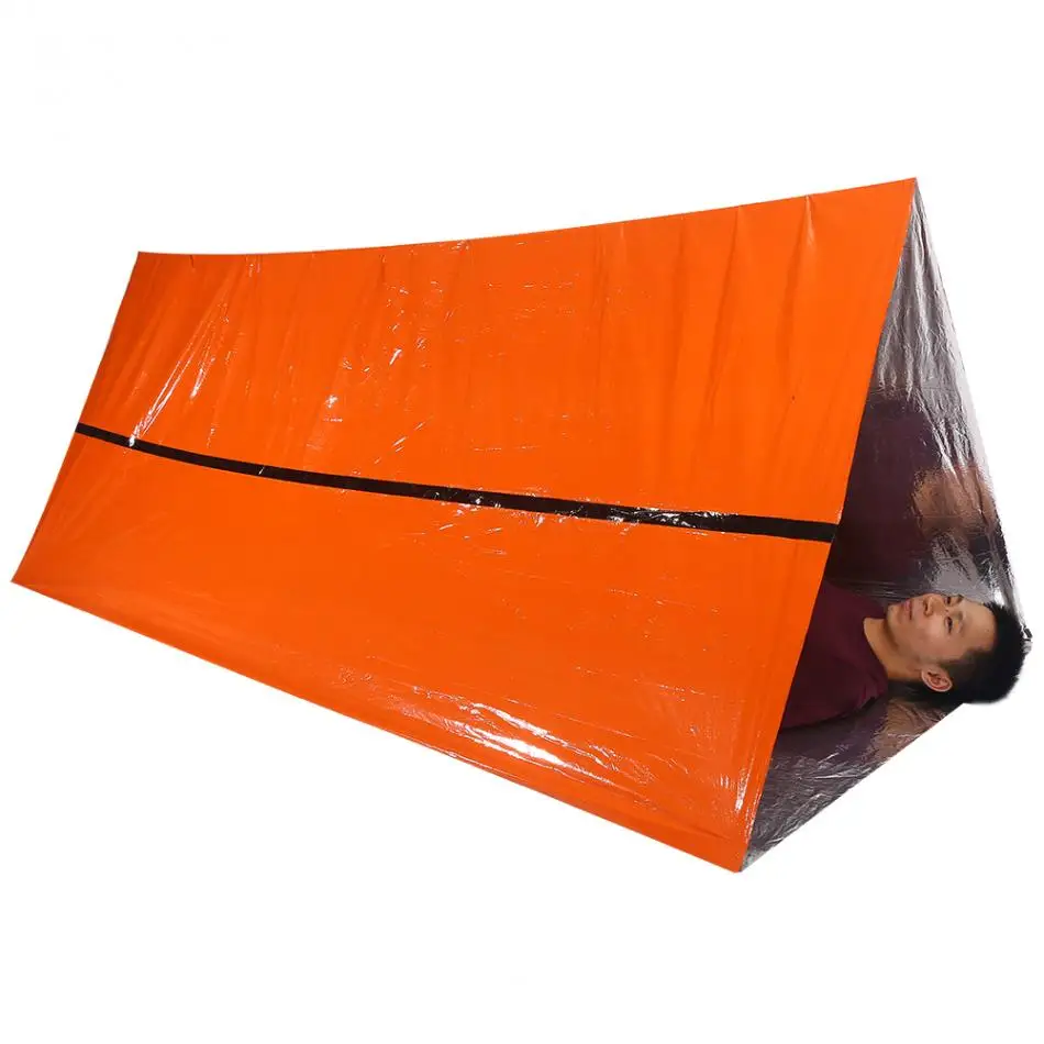 Orange Sliver Camping Tent Outdoor Waterproof Thermal Blanket Emergency