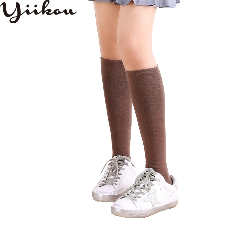

Female autumn winter net version of solid color stockings women's matte knee pressure stockings girls non-slip stockings