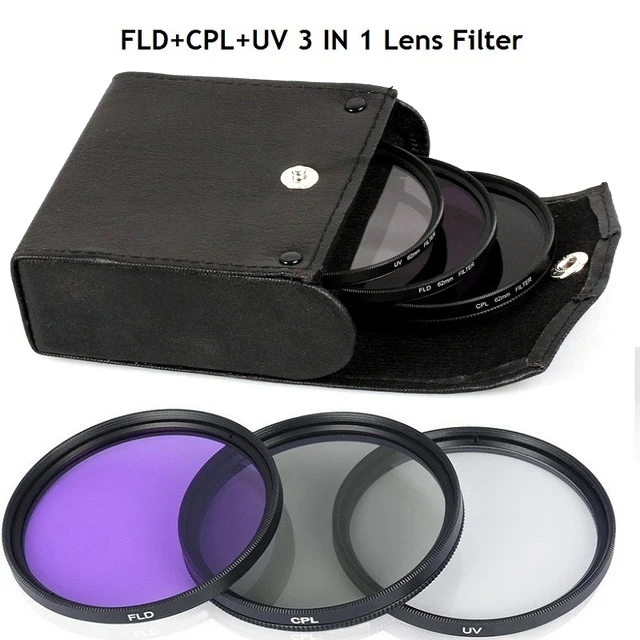

New 52MM-77MM UV Lens +CPL Lens+FLD Lens 3 in 1 Lens Filter Set with Bag for Cannon Nikon Sony Pentax Camera Lens photography