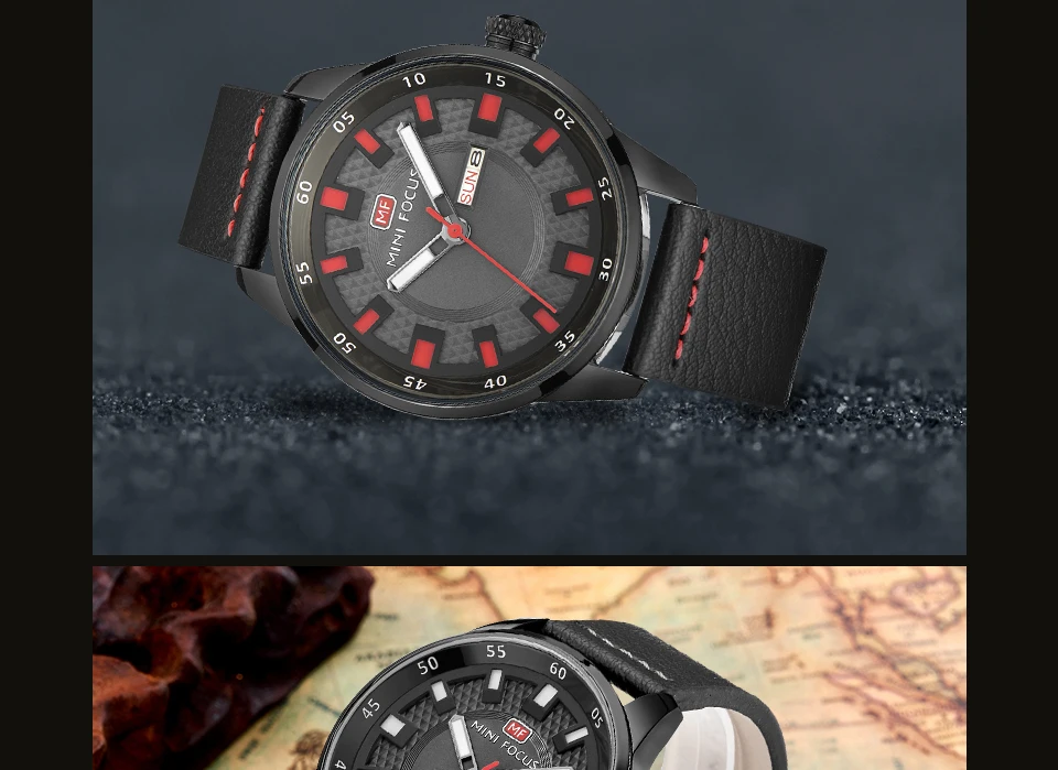 MINIFOCUS Военный Спортивный Водонепроницаемый Дата часы для мужчин лучший бренд класса люкс Для мужчин часы Повседневное кожа кварцевые