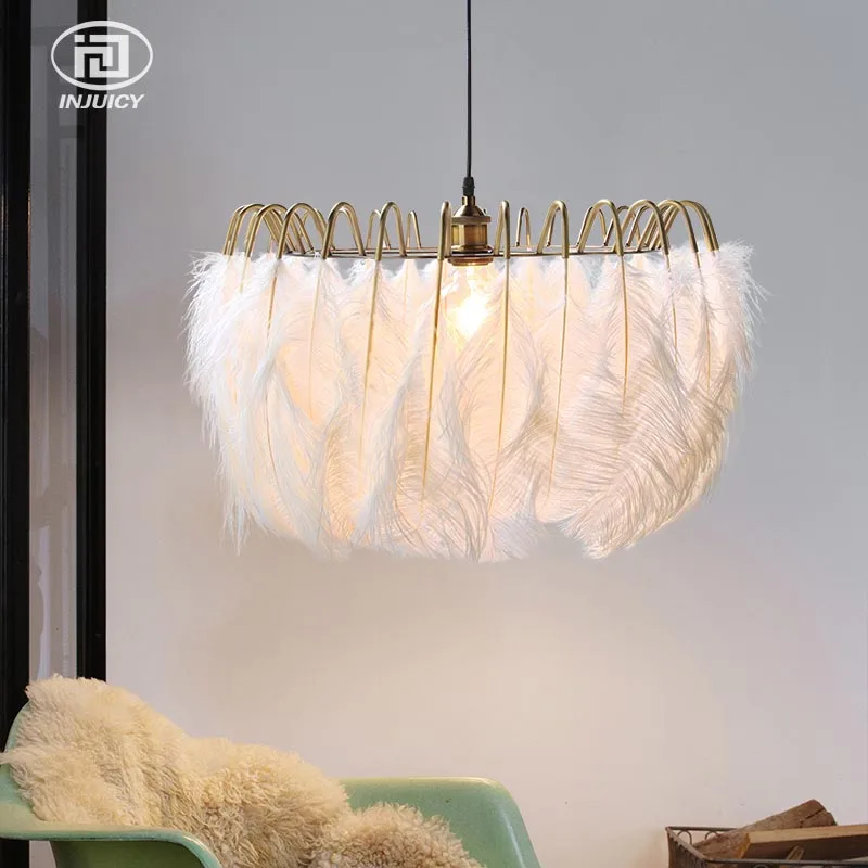

Loft Modern Simple White Feather Chandelier Creative Art Bar Cafe Hotel Living Room Store Restaurant