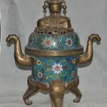 S02130 2" Китай Бронза перегородчатой эмали богатство статуи слонов курильница Кадило